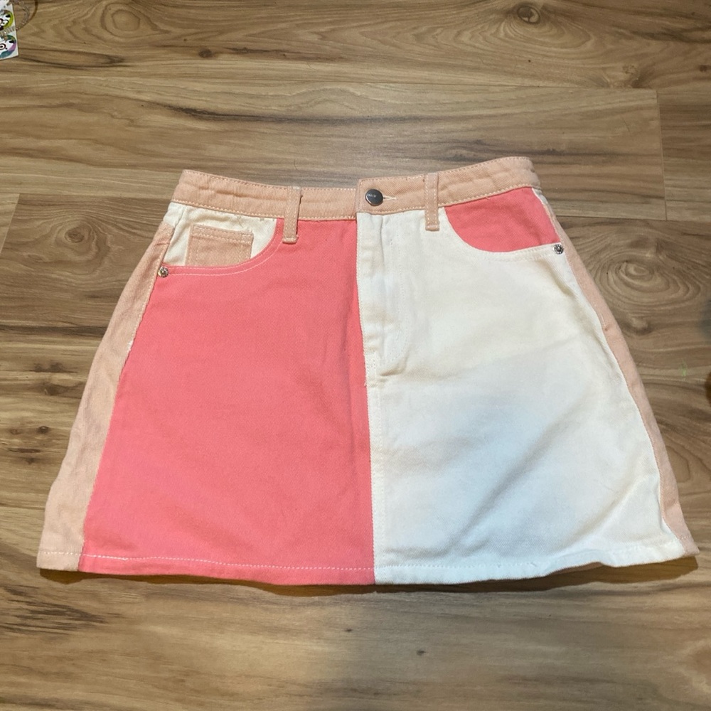 Colorblock different shades of Pink and Cream Women's Skirt